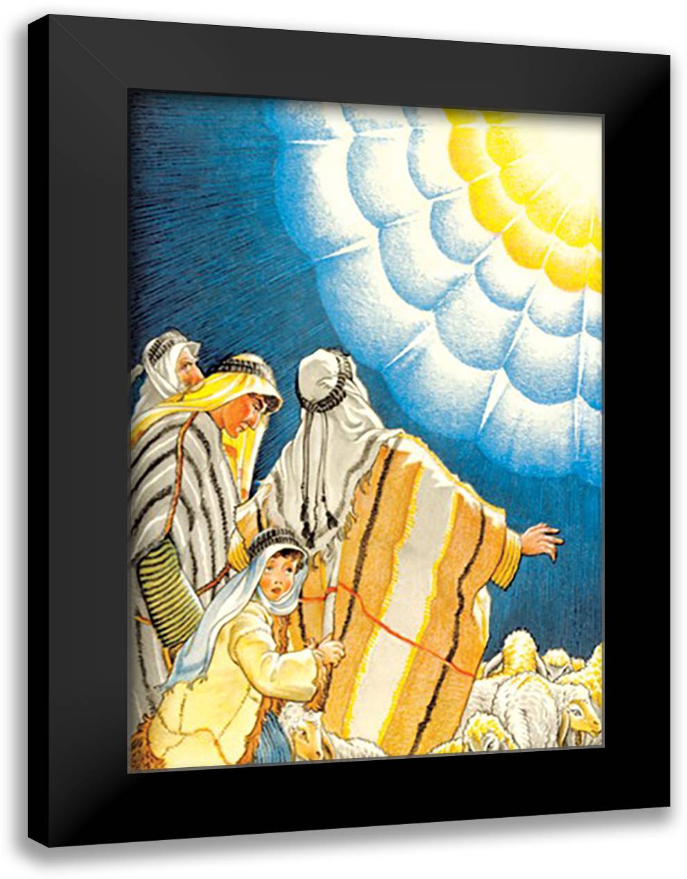 Shepherds Hearing the News 16x22 Black Modern Wood Framed Art Print Poster