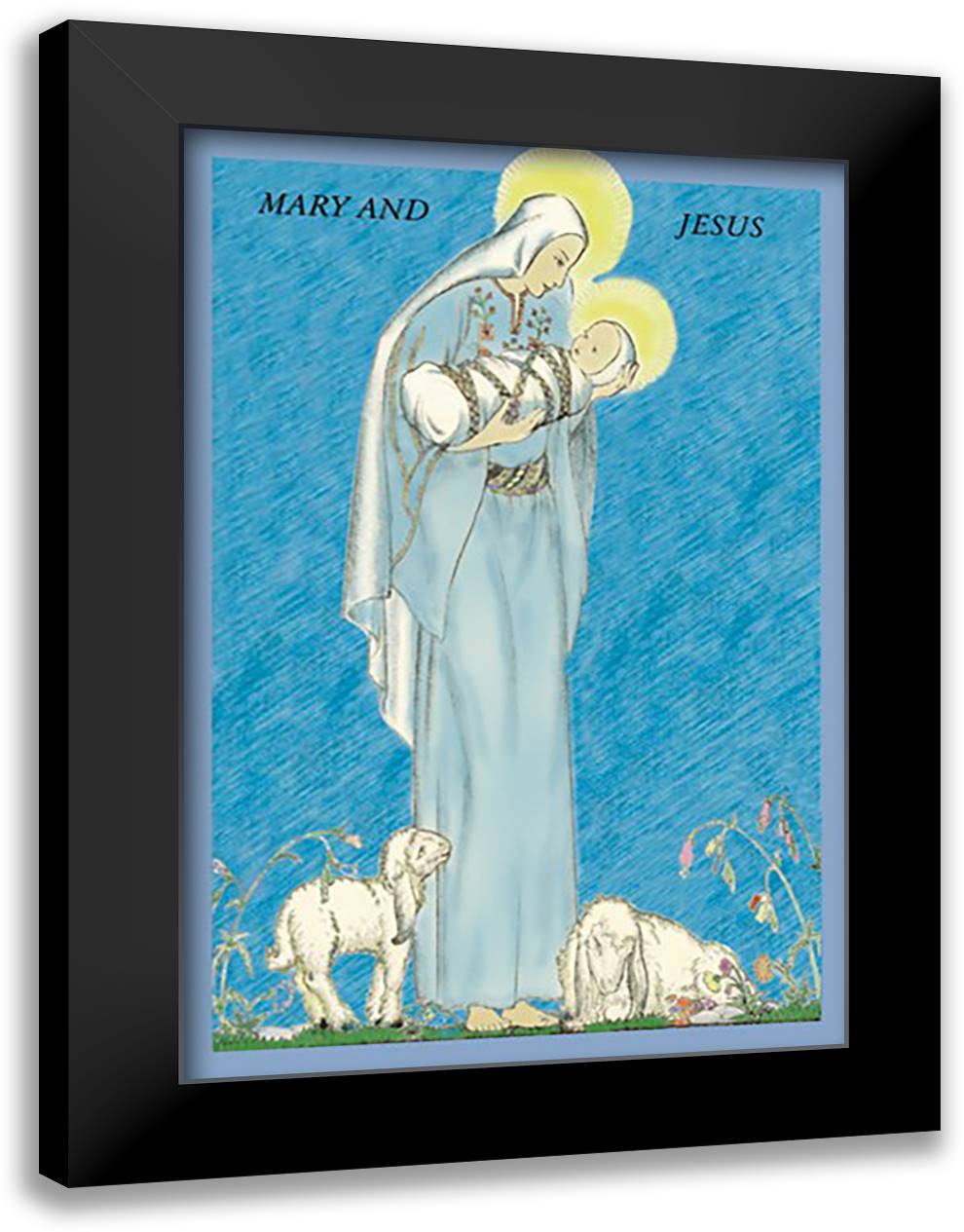 Mother and Child 16x22 Black Modern Wood Framed Art Print Poster