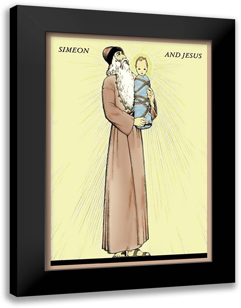 Simeon and Jesus 16x22 Black Modern Wood Framed Art Print Poster