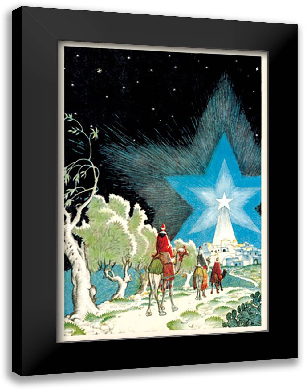 Three Wise Men 16x22 Black Modern Wood Framed Art Print Poster