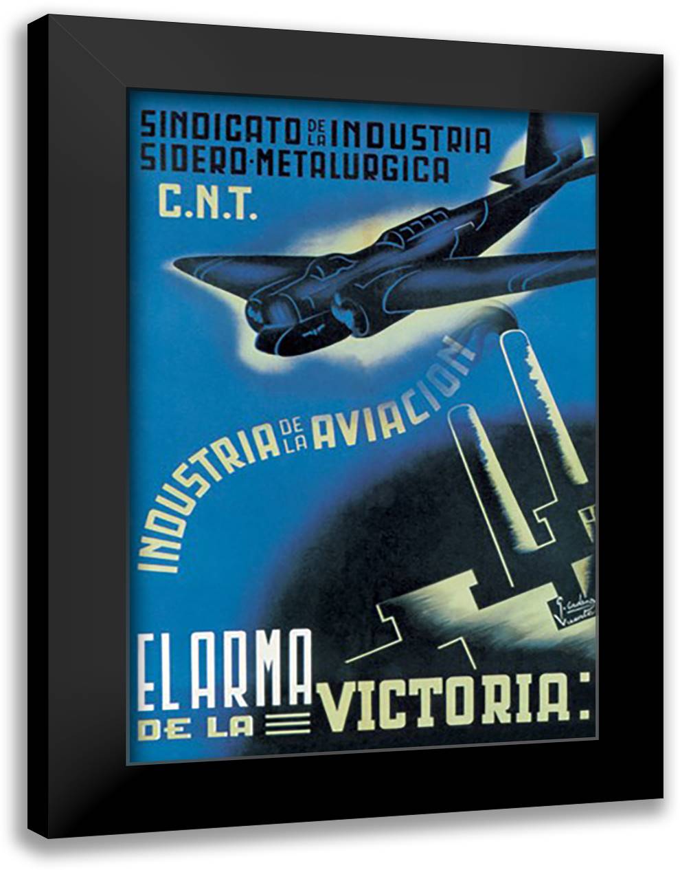 Industria de la Avacion 16x22 Black Modern Wood Framed Art Print Poster