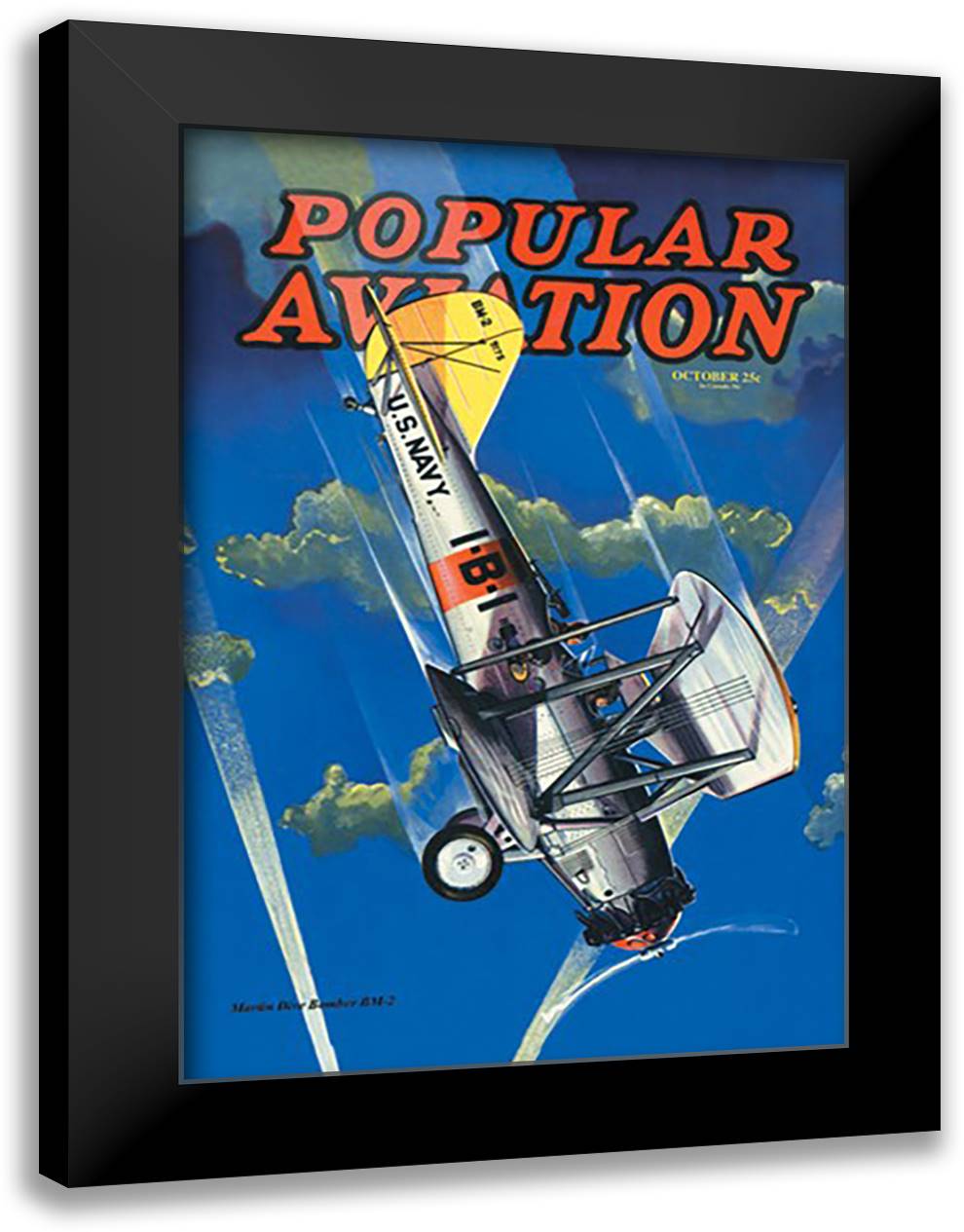 Martin Dive Bomber BM-2 16x22 Black Modern Wood Framed Art Print Poster
