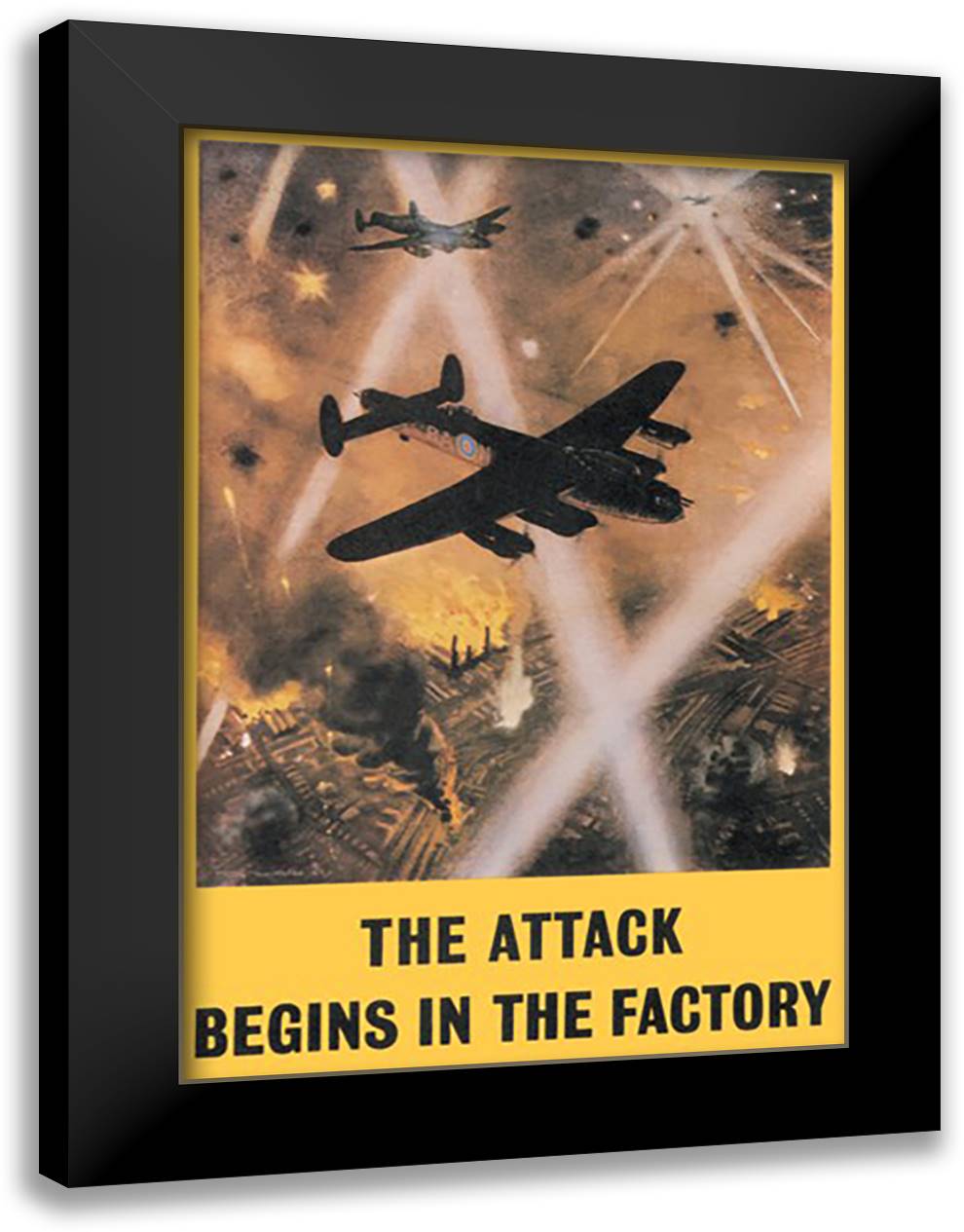 Attack Begins in the Factory 16x22 Black Modern Wood Framed Art Print Poster by Nockolds, Roy