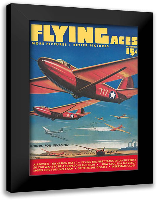Gliders for Invasion 16x22 Black Modern Wood Framed Art Print Poster