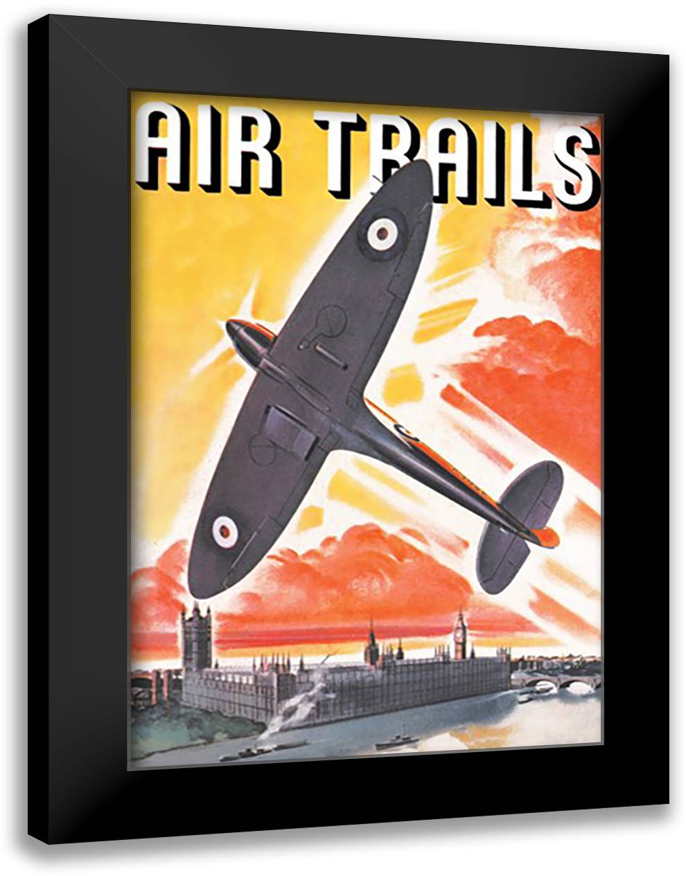 Air Trails 16x22 Black Modern Wood Framed Art Print Poster