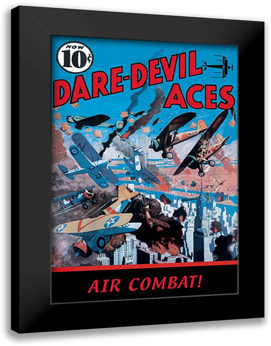 Air Combat! 16x22 Black Modern Wood Framed Art Print Poster