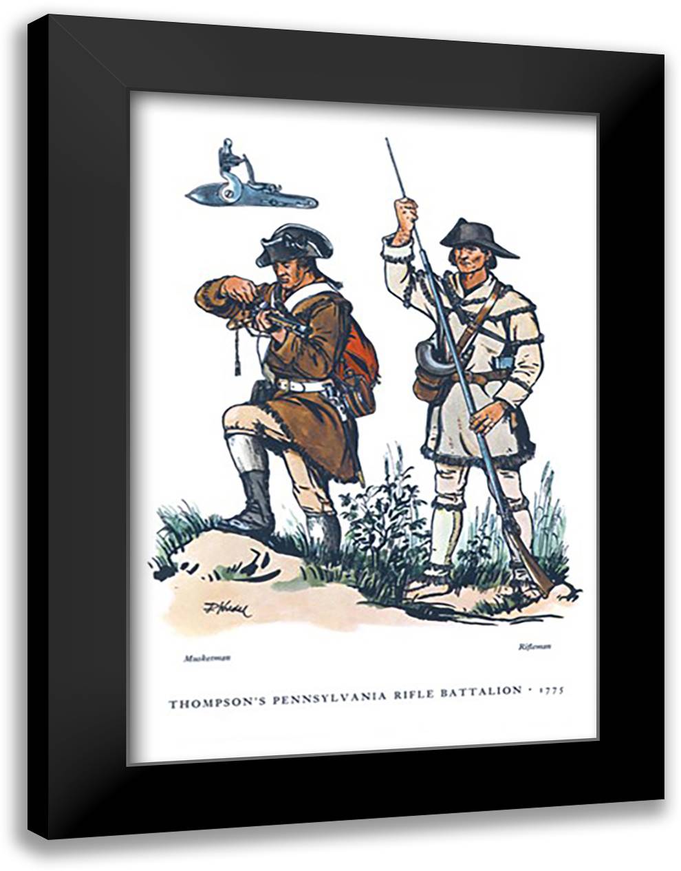 Thompson's Pennsylvania Rifle Battalion, 1775 16x22 Black Modern Wood Framed Art Print Poster