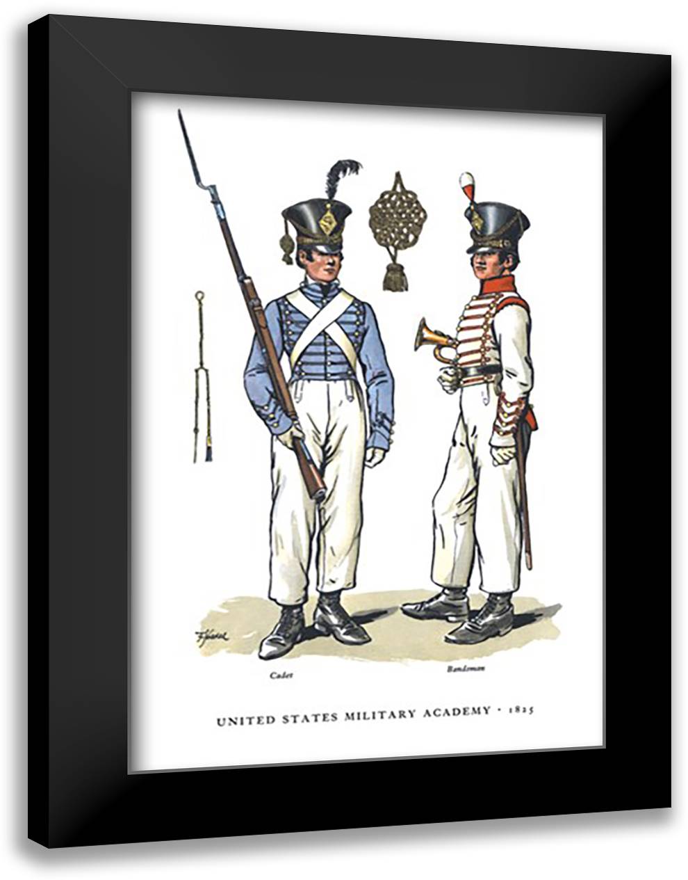 United States Military Academy, 1825 16x22 Black Modern Wood Framed Art Print Poster