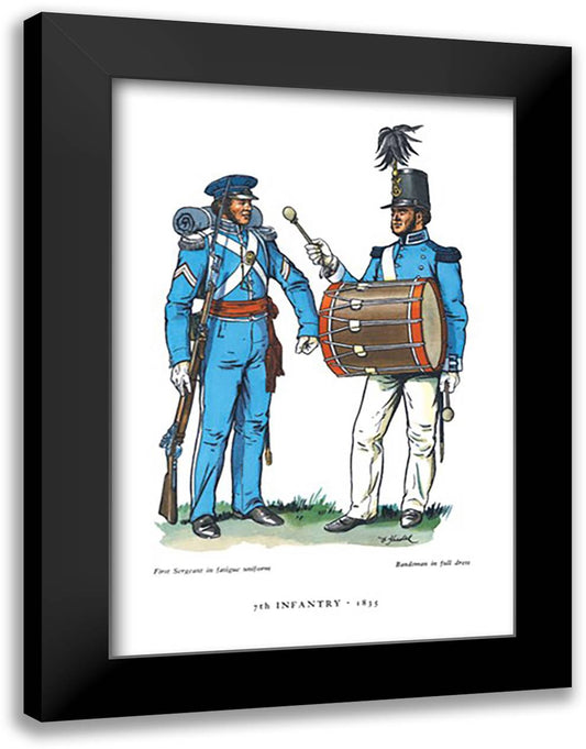 Seventh Infantry, 1835 16x22 Black Modern Wood Framed Art Print Poster