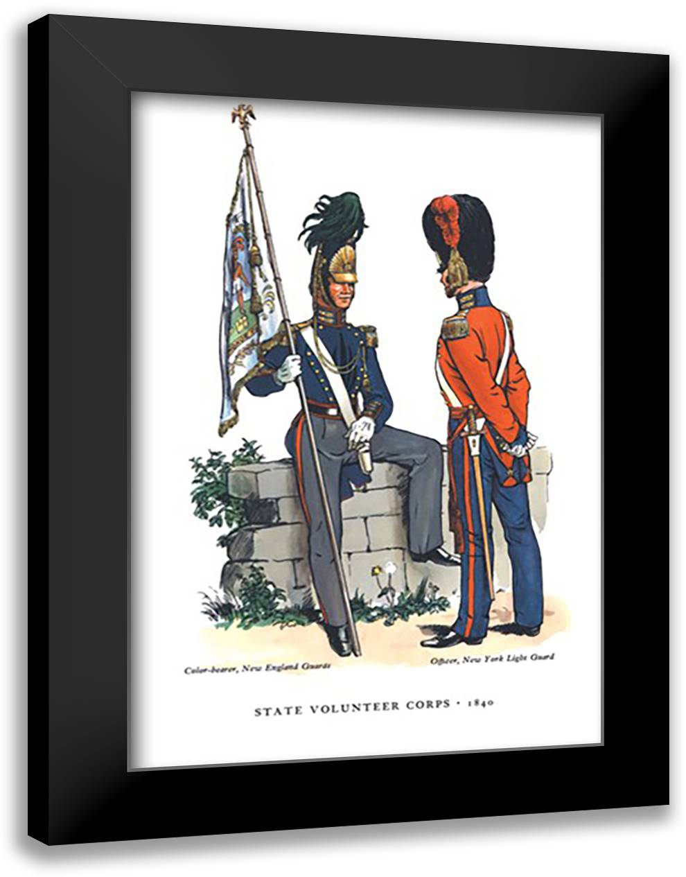 State Volunteer Corps, 1840 16x22 Black Modern Wood Framed Art Print Poster