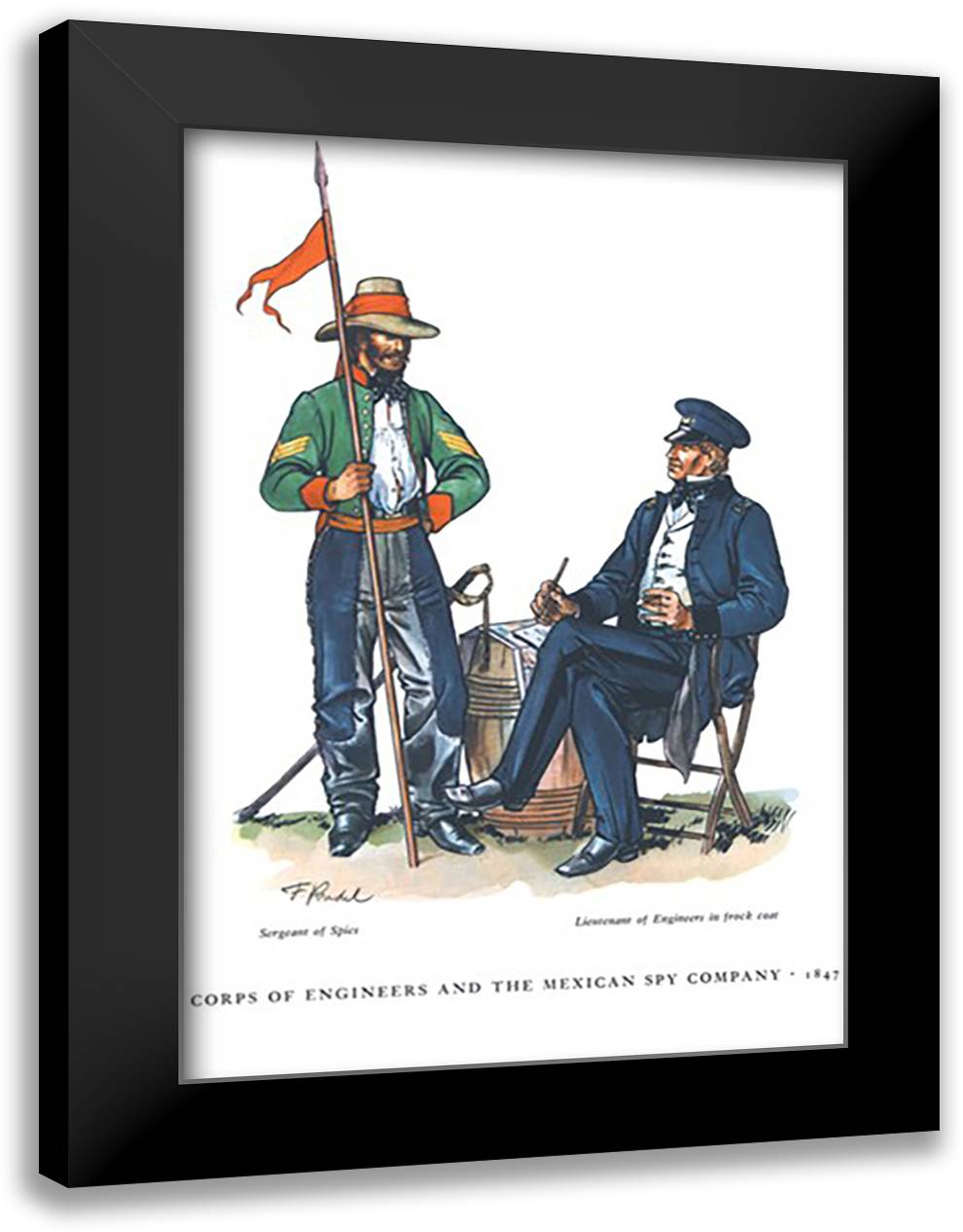 Corps of Engineers and the Mexican Spy Company, 1847 16x22 Black Modern Wood Framed Art Print Poster