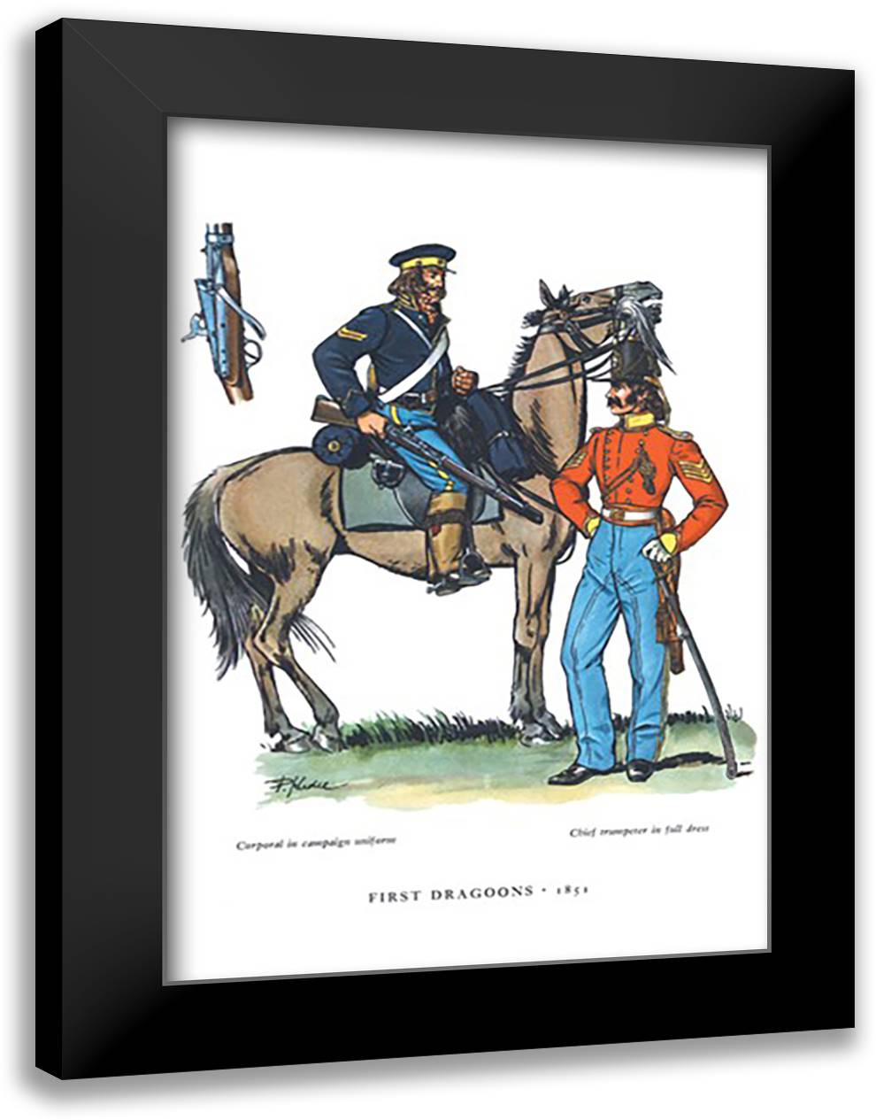 First Dragoons, 1851 16x22 Black Modern Wood Framed Art Print Poster