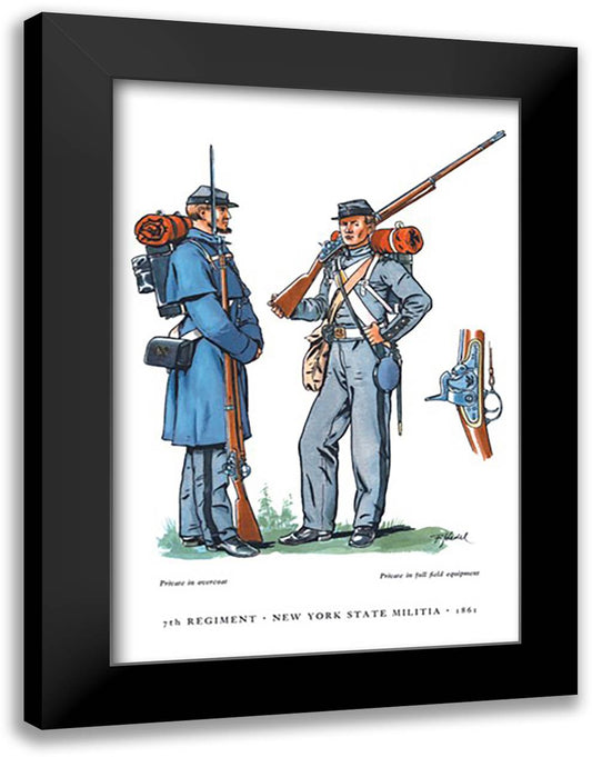 Seventh Regiment, New York State Militia, 1861 16x22 Black Modern Wood Framed Art Print Poster