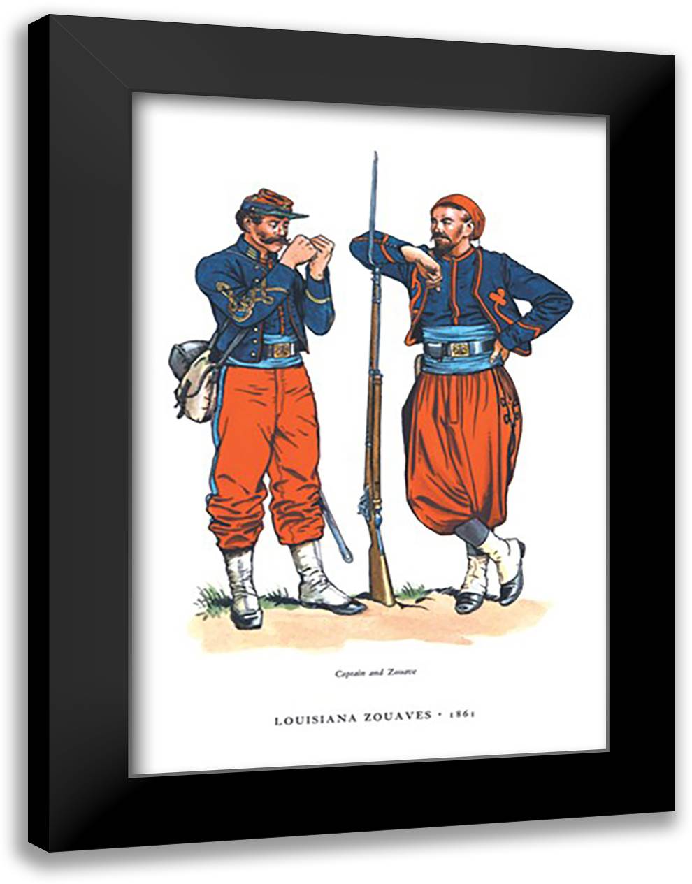 Louisiana Zouaves, 1861 16x22 Black Modern Wood Framed Art Print Poster
