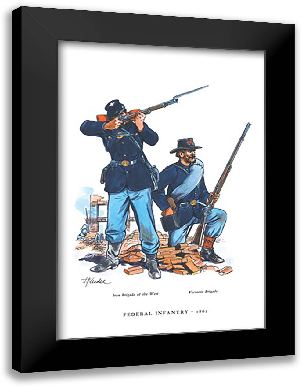 Federal Infantry, 1862 16x22 Black Modern Wood Framed Art Print Poster