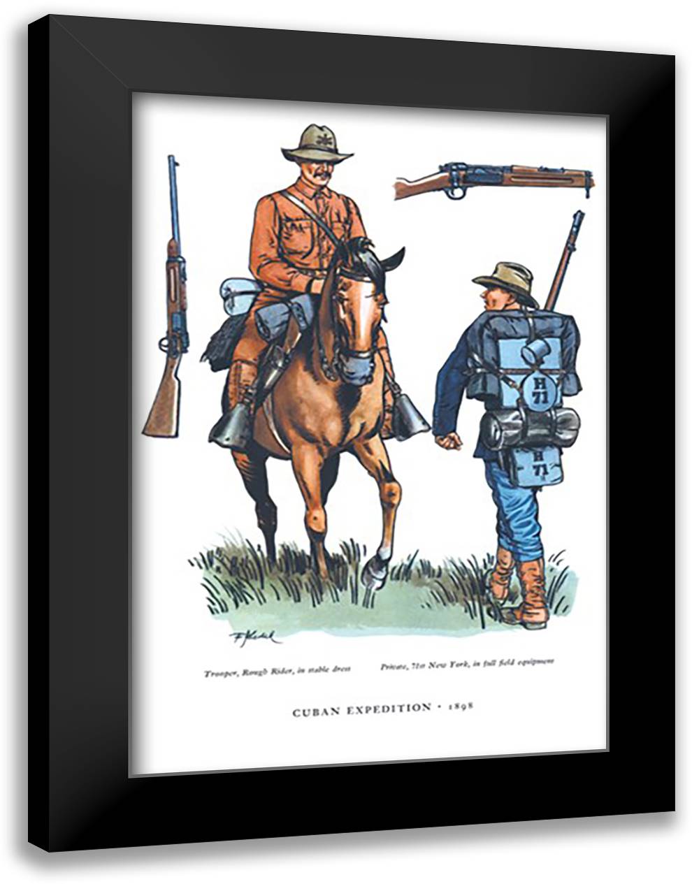 Cuban Expedition, 1898 16x22 Black Modern Wood Framed Art Print Poster