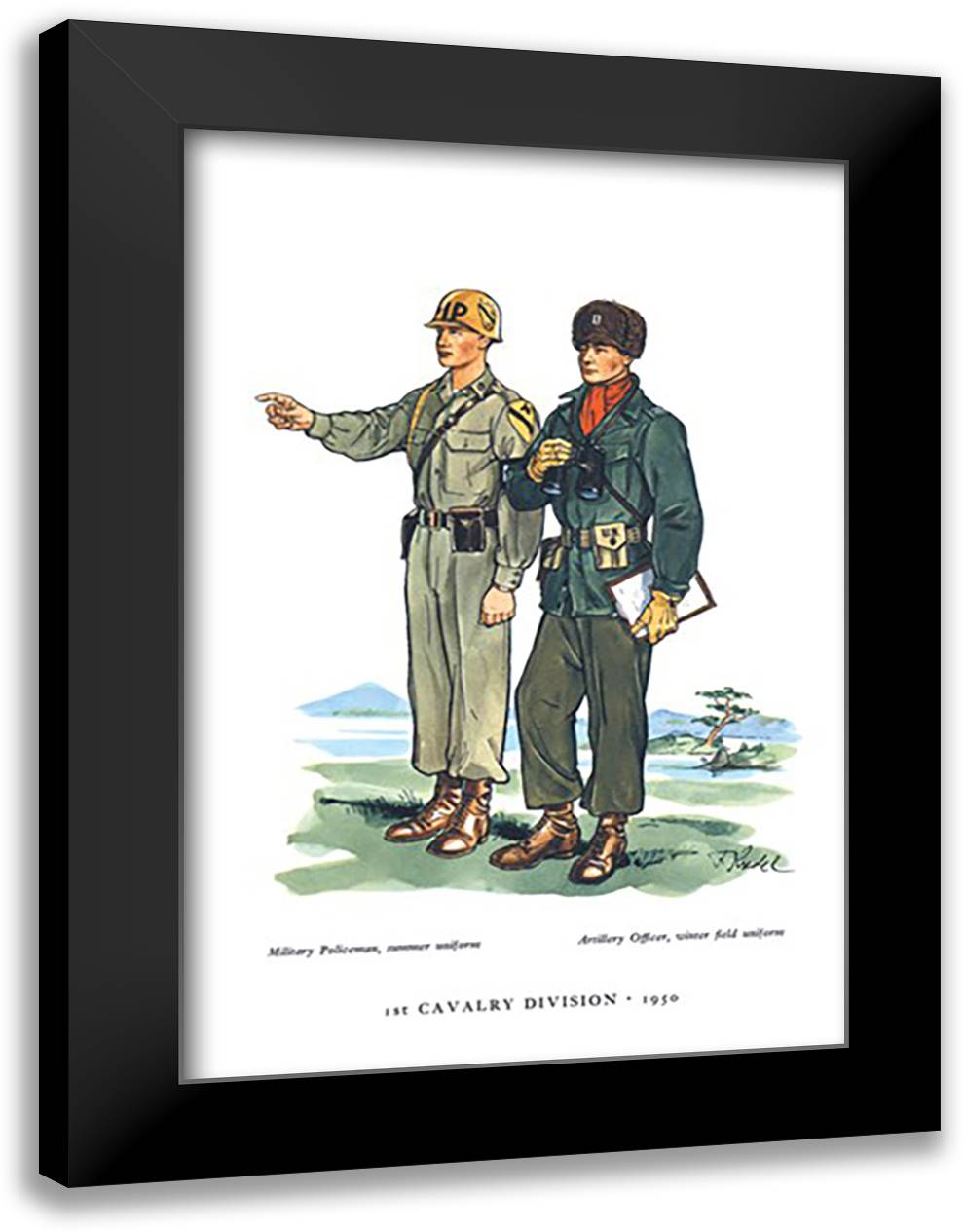 First Cavalry Division, 1950 16x22 Black Modern Wood Framed Art Print Poster
