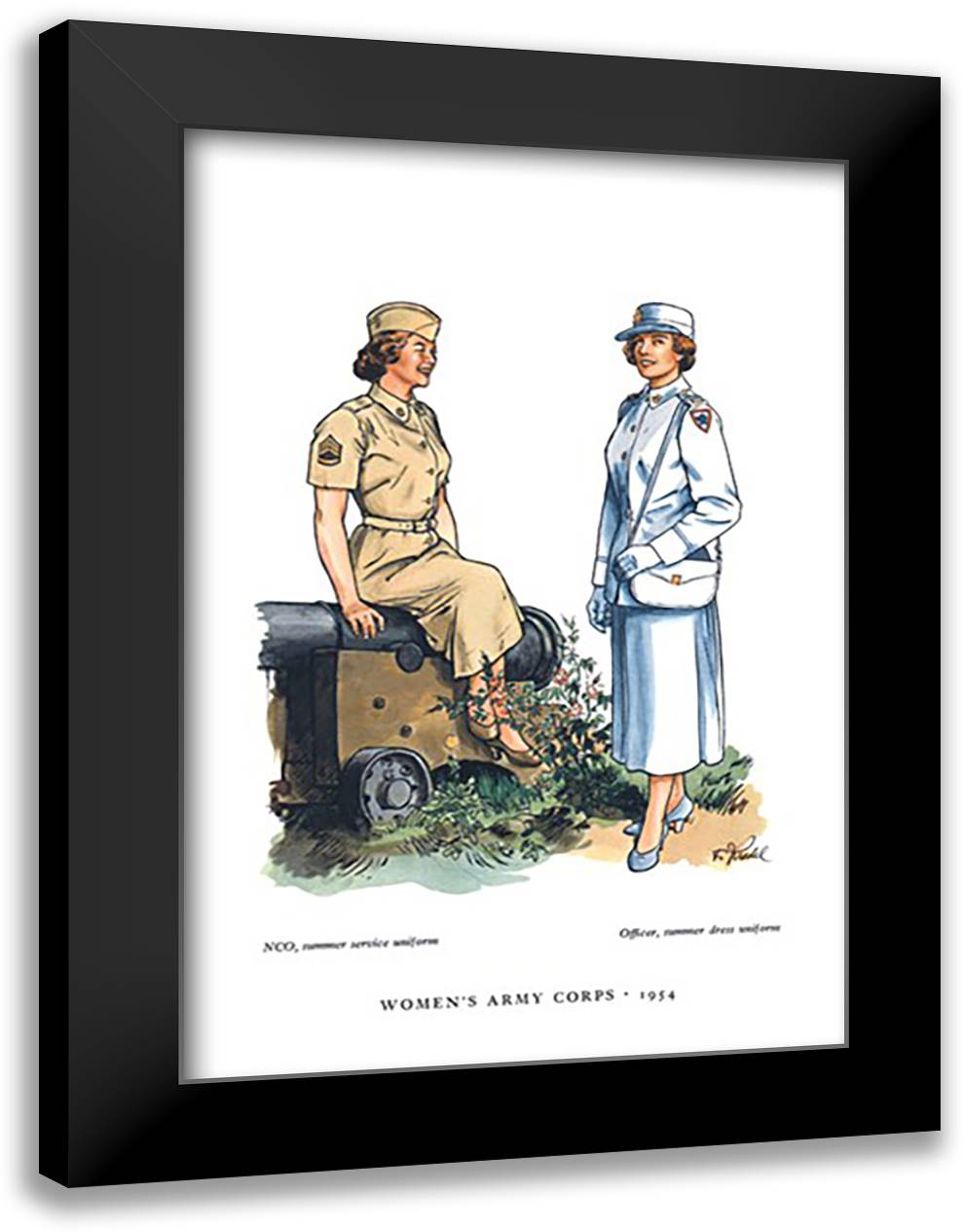 Women's Army Corps, 1954 16x22 Black Modern Wood Framed Art Print Poster