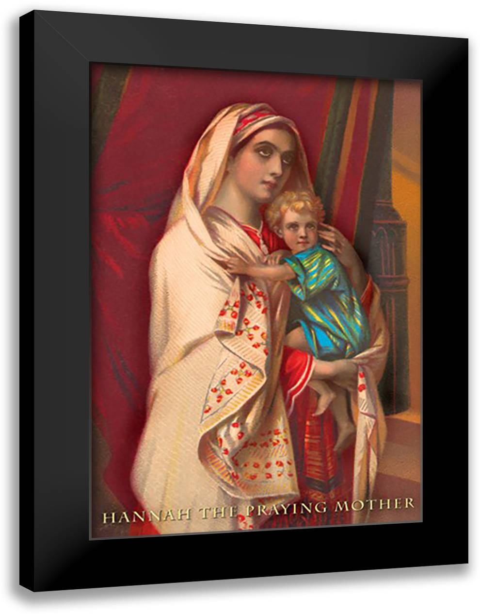Hannah, The Praying Mother 16x22 Black Modern Wood Framed Art Print Poster