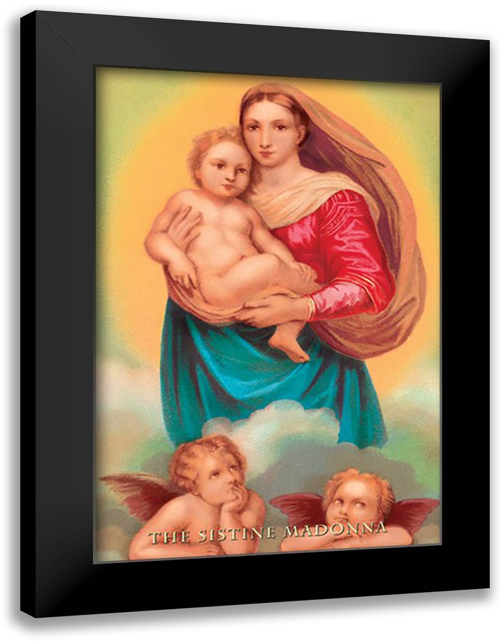 Sistine Madonna 16x22 Black Modern Wood Framed Art Print Poster