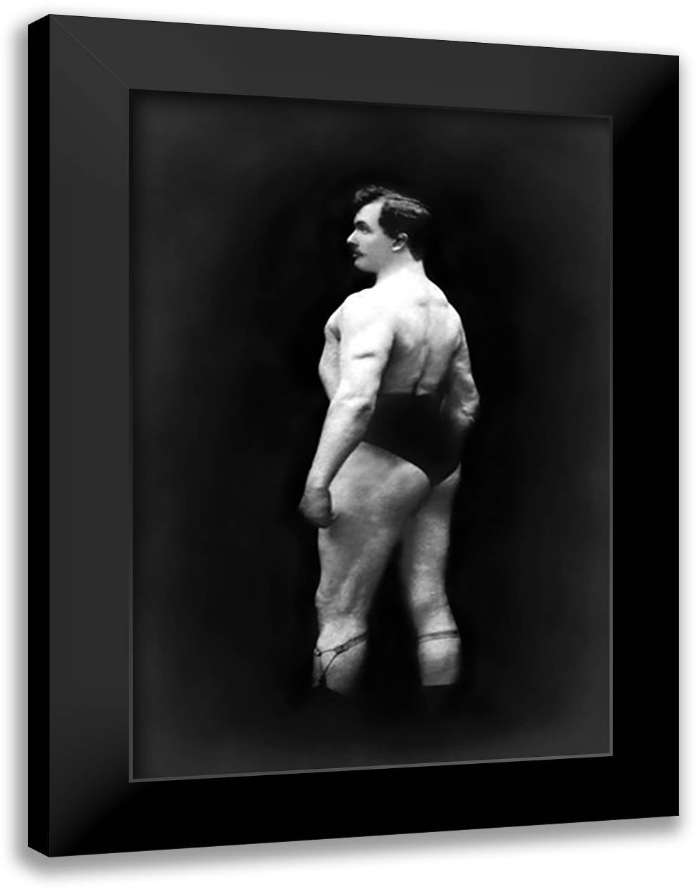 Bodybuilder's Back and Partial Left Profile 16x22 Black Modern Wood Framed Art Print Poster