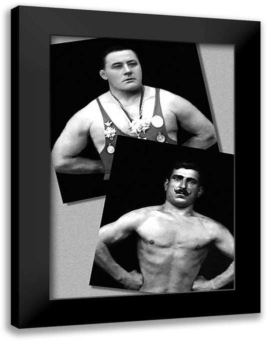 Two Bodybuilding Champions 16x22 Black Modern Wood Framed Art Print Poster