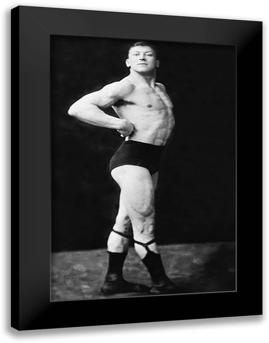 Bodybuilder's Right Profile 16x22 Black Modern Wood Framed Art Print Poster