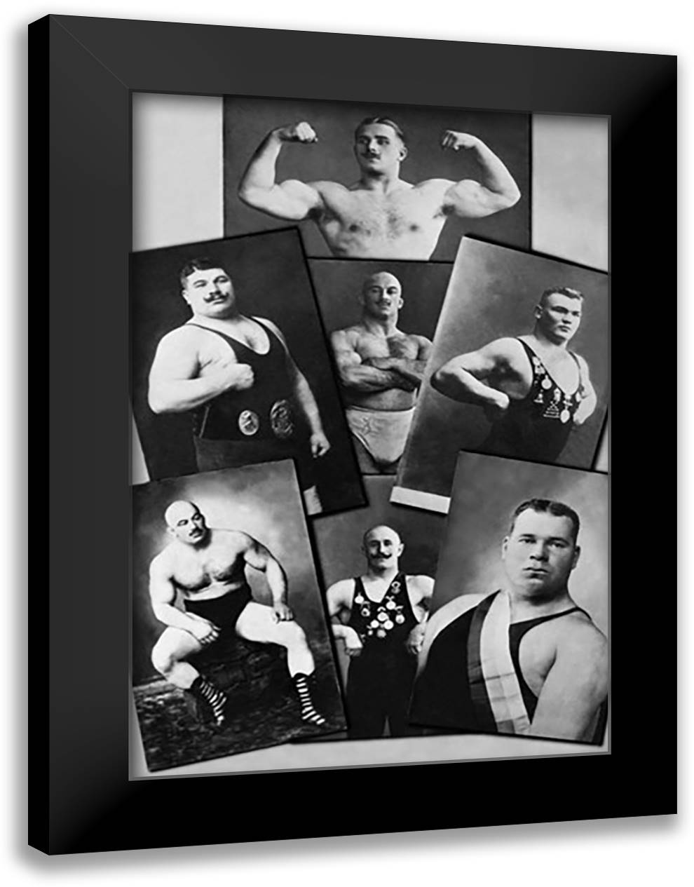 Seven Bodybuilding Champions 16x22 Black Modern Wood Framed Art Print Poster