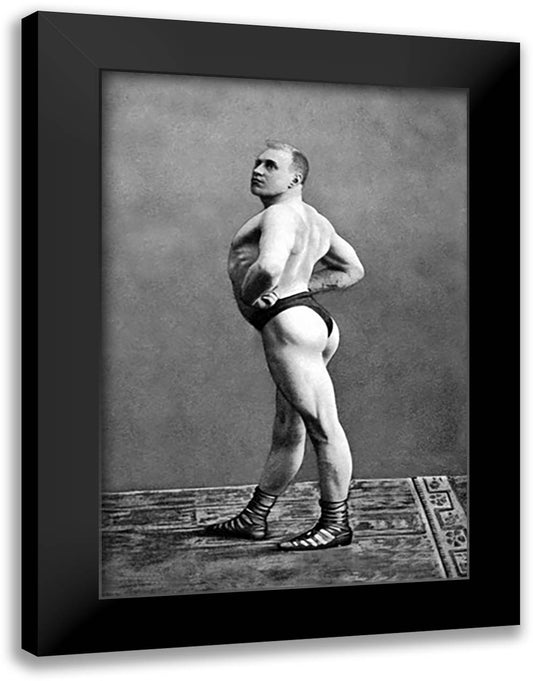 Bodybuilder's Back and Left Profile 16x22 Black Modern Wood Framed Art Print Poster