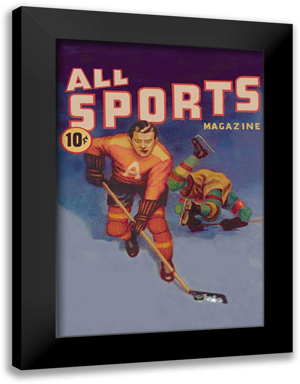 Player Drives Past Falling Defender 16x22 Black Modern Wood Framed Art Print Poster by Gallagher