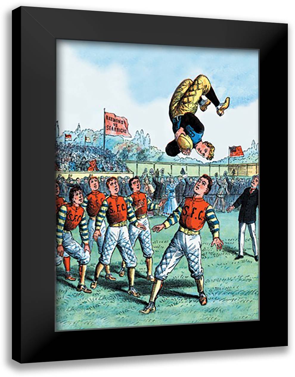 Rugby Flip 16x22 Black Modern Wood Framed Art Print Poster