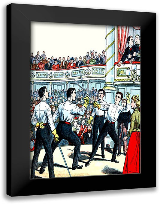 Fencing on Stage 16x22 Black Modern Wood Framed Art Print Poster