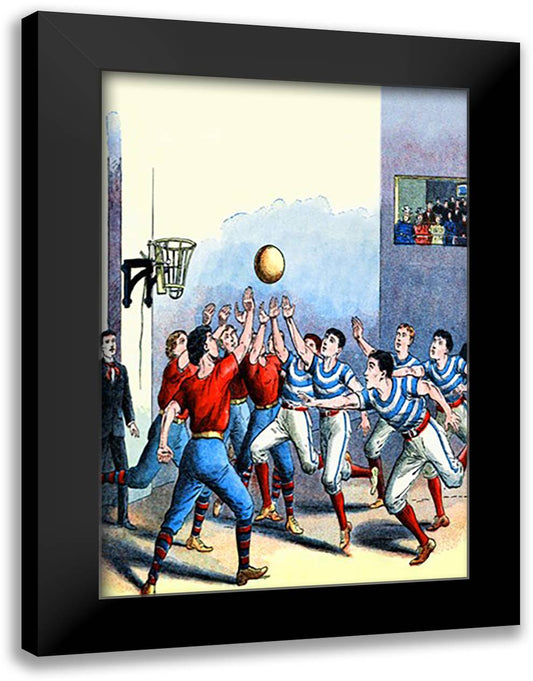 Victorian Basketball 16x22 Black Modern Wood Framed Art Print Poster