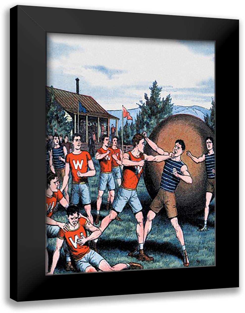 Fistfight Interrupts Game 16x22 Black Modern Wood Framed Art Print Poster
