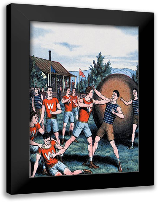 Fistfight Interrupts Game 16x22 Black Modern Wood Framed Art Print Poster