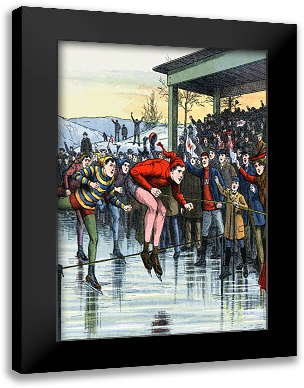Ice Skating Race 16x22 Black Modern Wood Framed Art Print Poster