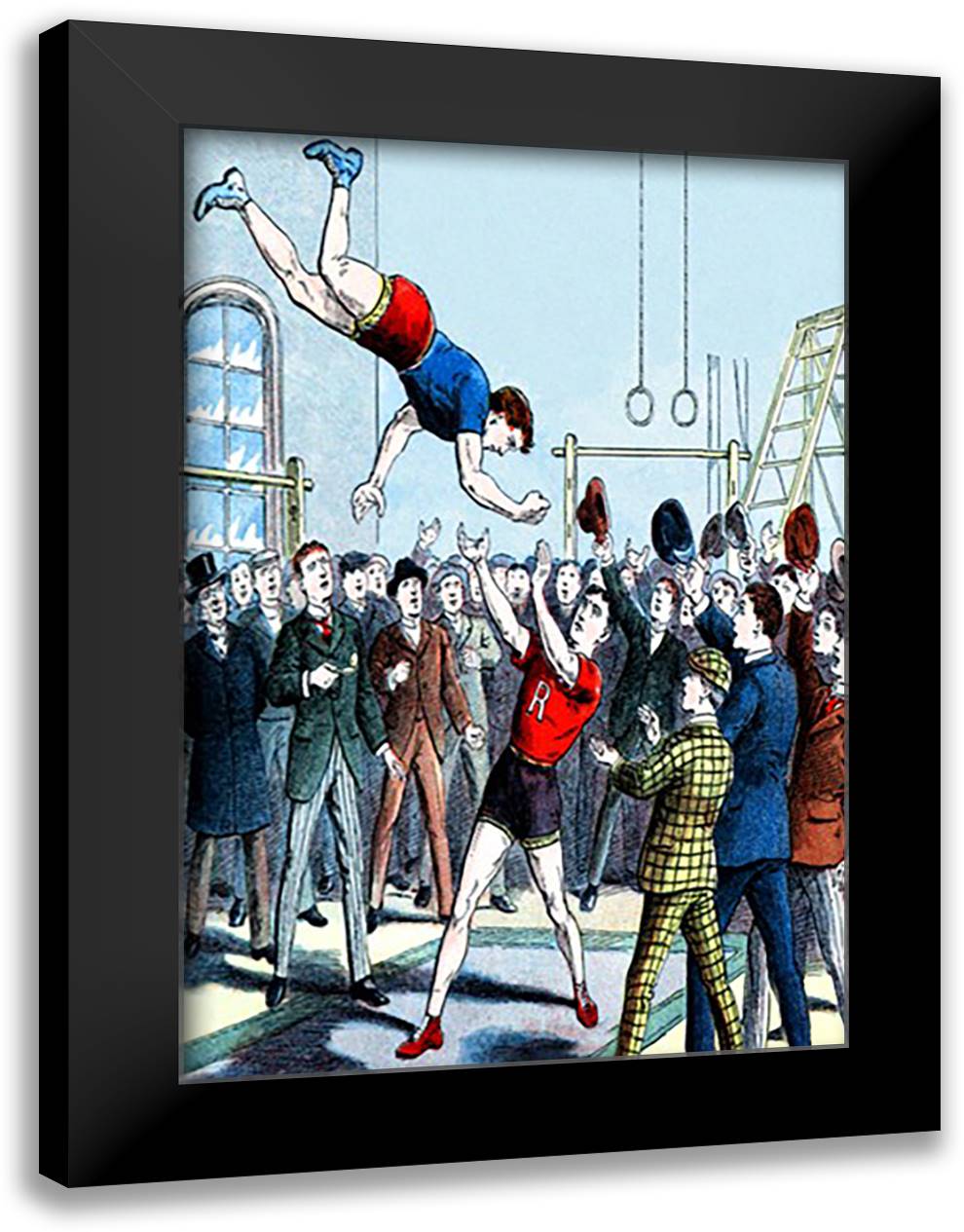 Fight in the Gymnasium 16x22 Black Modern Wood Framed Art Print Poster