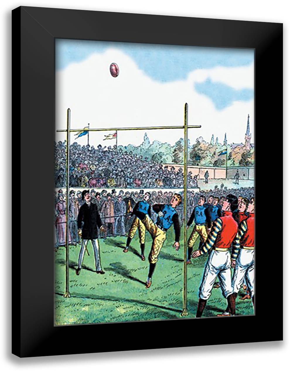 Rugby Kick 16x22 Black Modern Wood Framed Art Print Poster