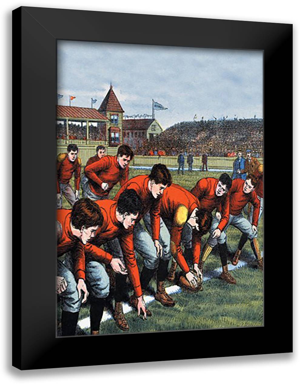 At the Scrimmage Line 16x22 Black Modern Wood Framed Art Print Poster