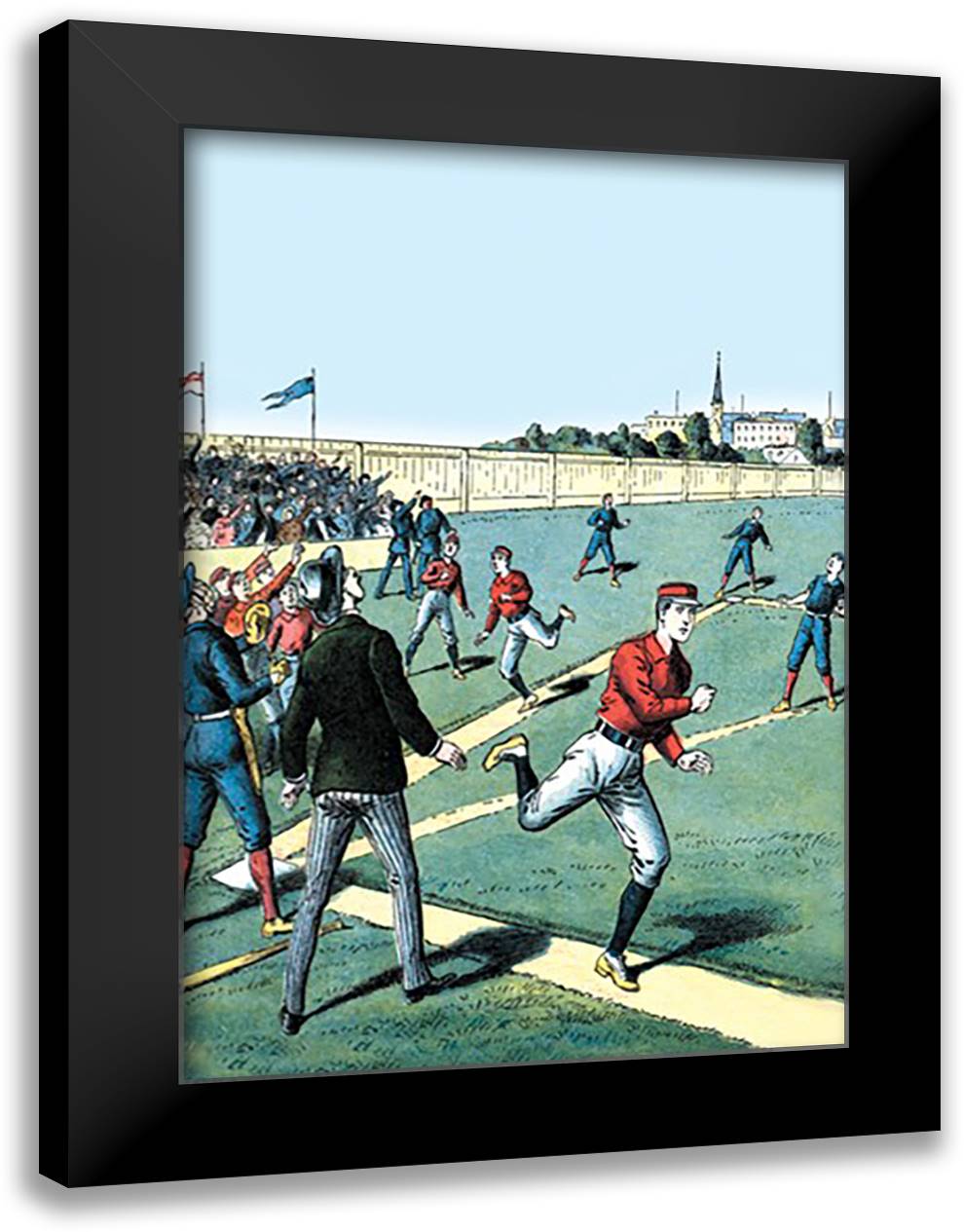 Towering Fly Ball 16x22 Black Modern Wood Framed Art Print Poster