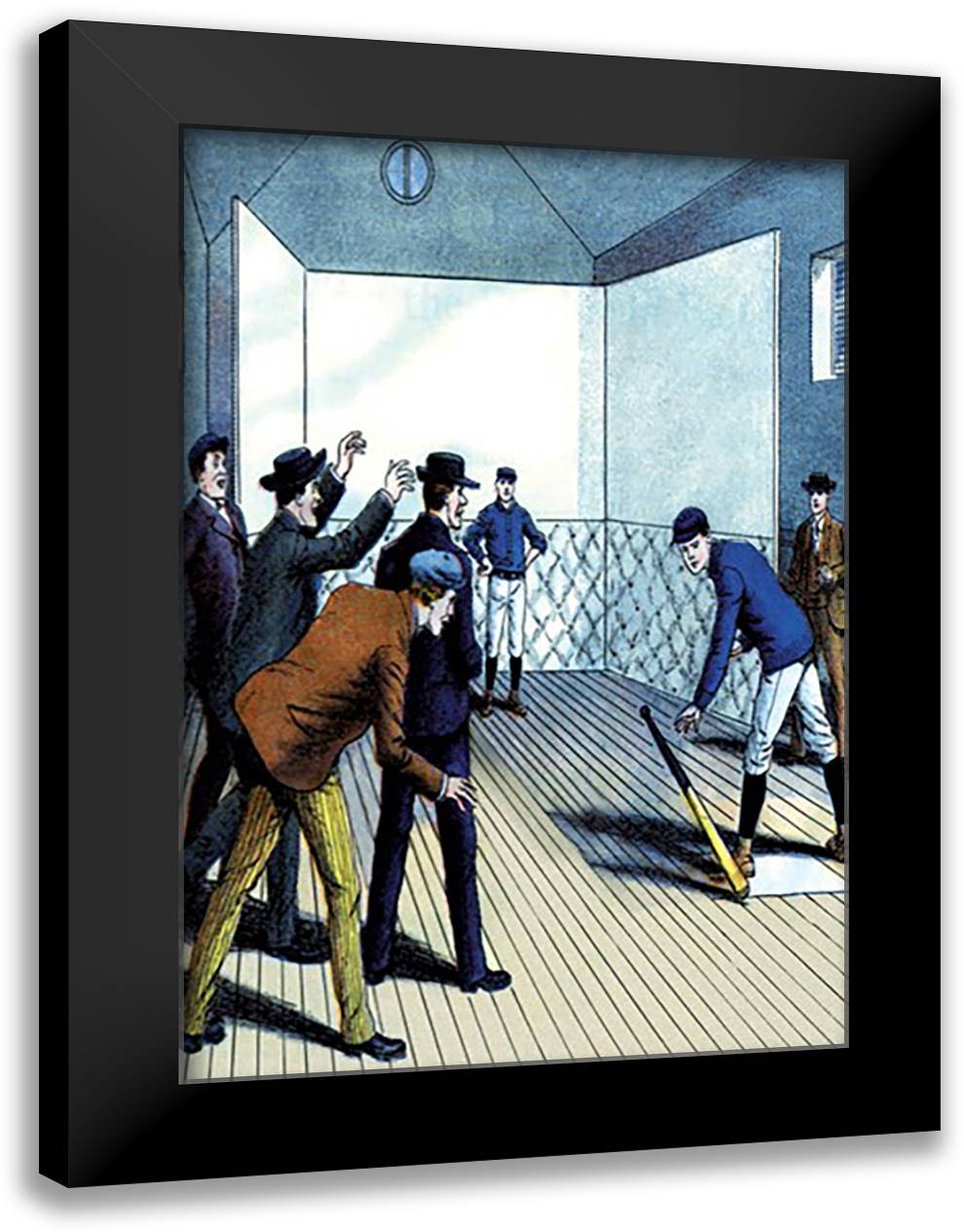 Indoor Batting Practice 16x22 Black Modern Wood Framed Art Print Poster