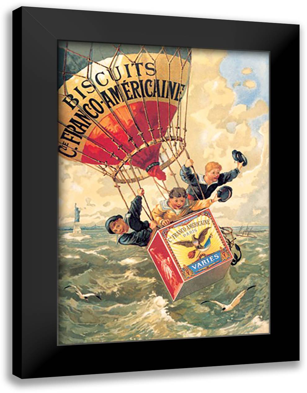 Biscuits Franco-Americaine 16x22 Black Modern Wood Framed Art Print Poster by Steinlen, Theophile-Alexandre