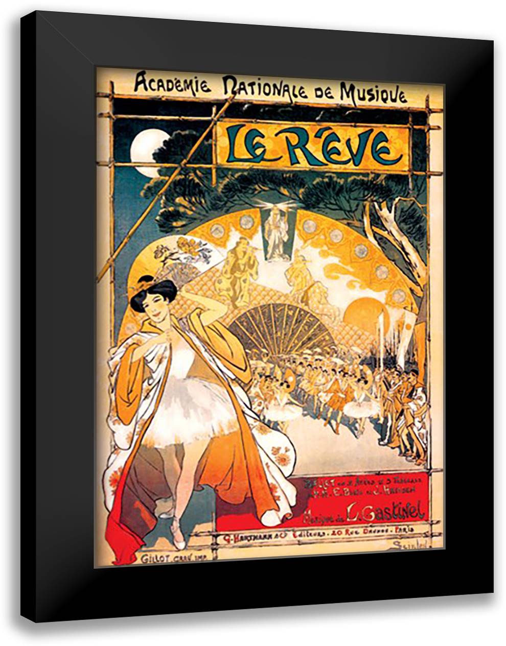 Reve 16x22 Black Modern Wood Framed Art Print Poster by Steinlen, Theophile-Alexandre
