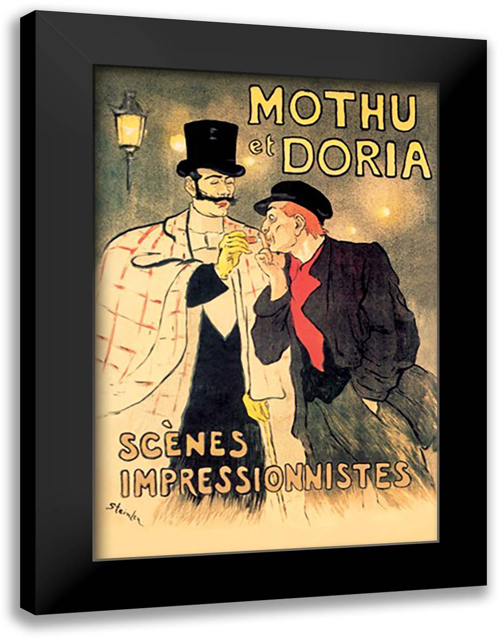 Mothu et Doria: Scenes Impressionnistes 16x22 Black Modern Wood Framed Art Print Poster by Steinlen, Theophile-Alexandre