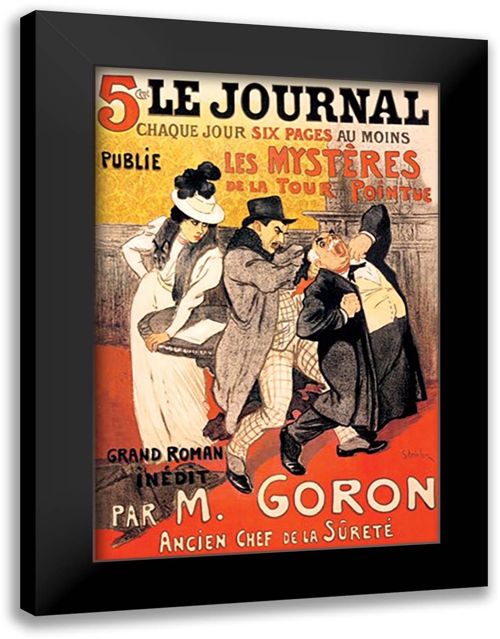Journal: Les Mysteres de la Tour Pointue 16x22 Black Modern Wood Framed Art Print Poster by Steinlen, Theophile-Alexandre