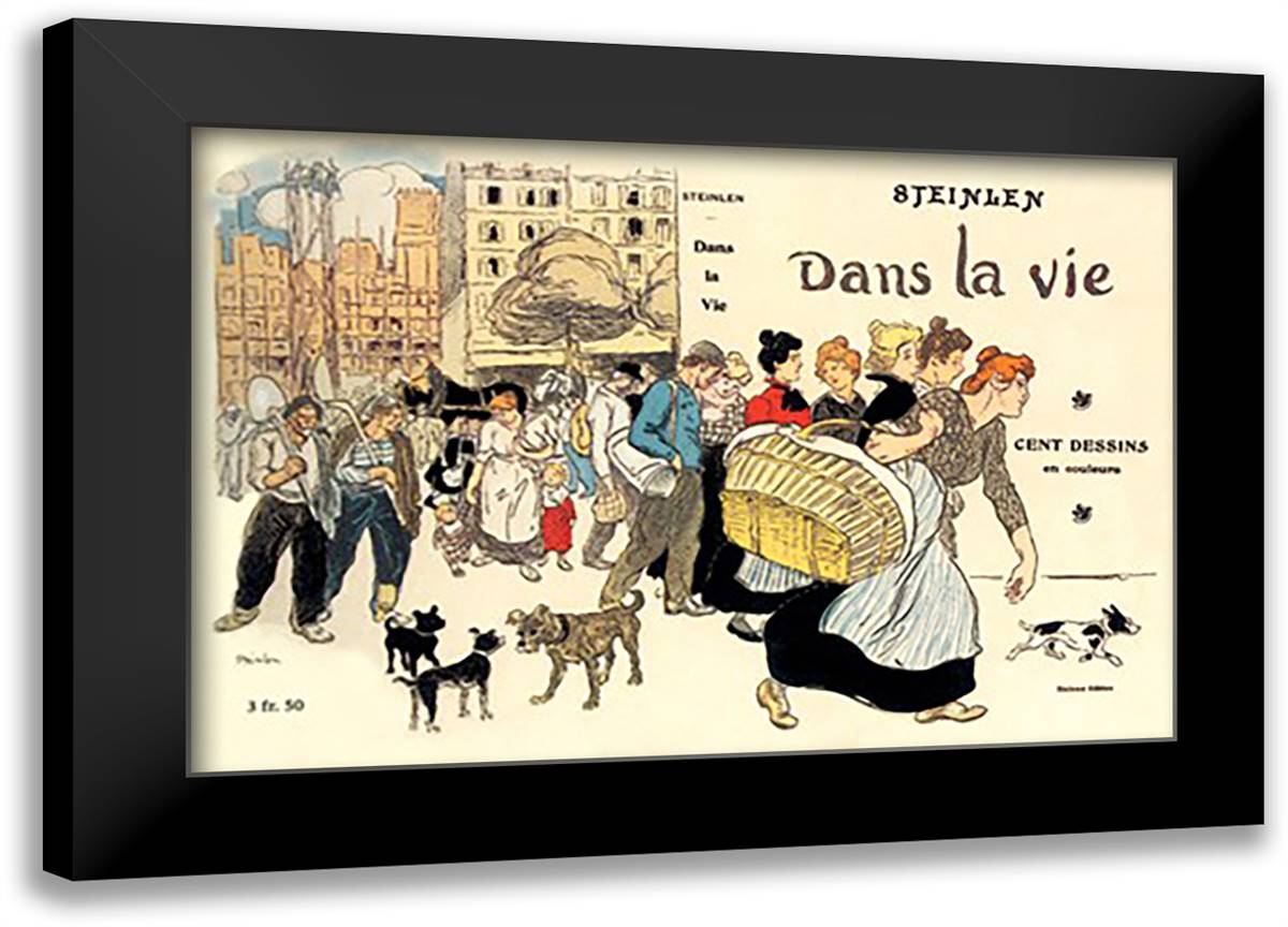 Dans la Vie 22x16 Black Modern Wood Framed Art Print Poster by Steinlen, Theophile-Alexandre