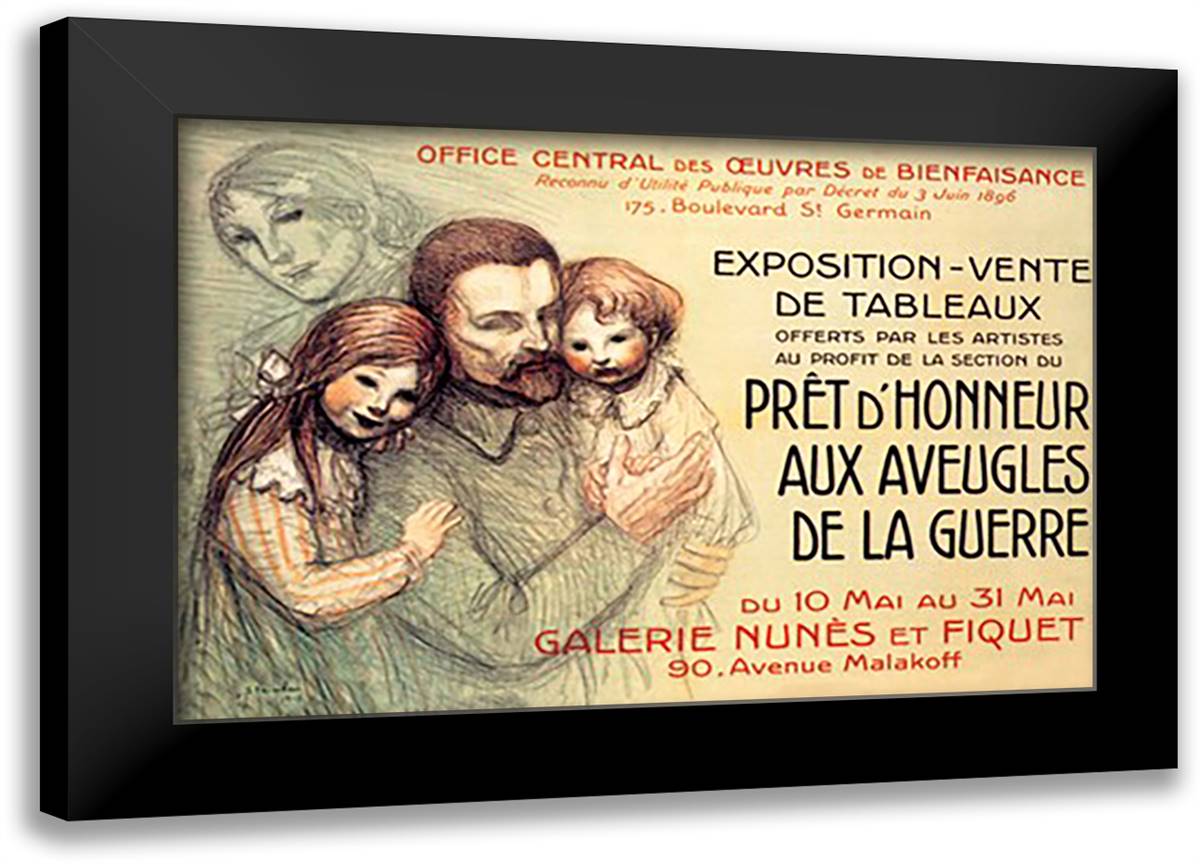 Pret d'Honneur aux Aveugles de la Guerre 22x16 Black Modern Wood Framed Art Print Poster by Steinlen, Theophile-Alexandre