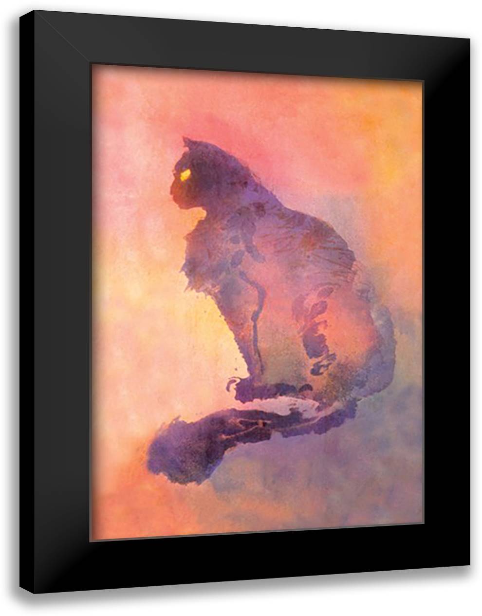 Chat Pourpre 16x22 Black Modern Wood Framed Art Print Poster by Steinlen, Theophile-Alexandre
