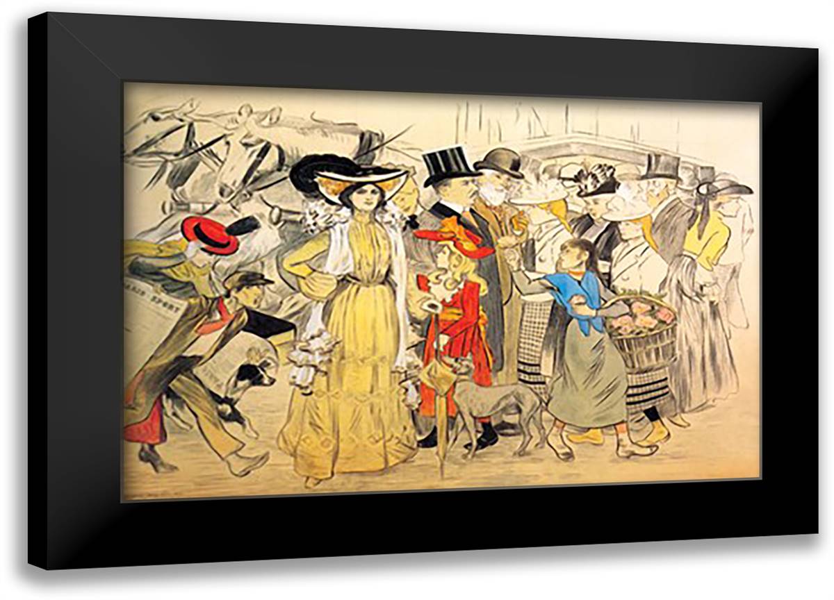 Boulevard 22x16 Black Modern Wood Framed Art Print Poster by Steinlen, Theophile-Alexandre