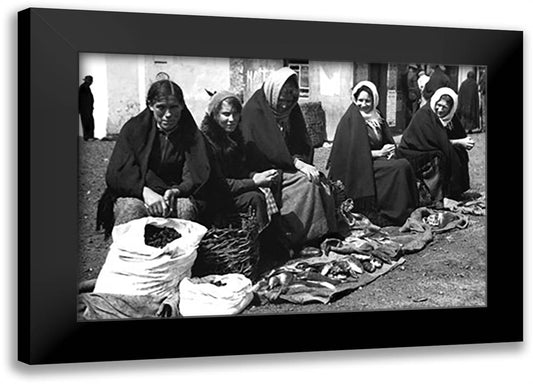 Aran Island Fish Woman, Ireland 22x16 Black Modern Wood Framed Art Print Poster